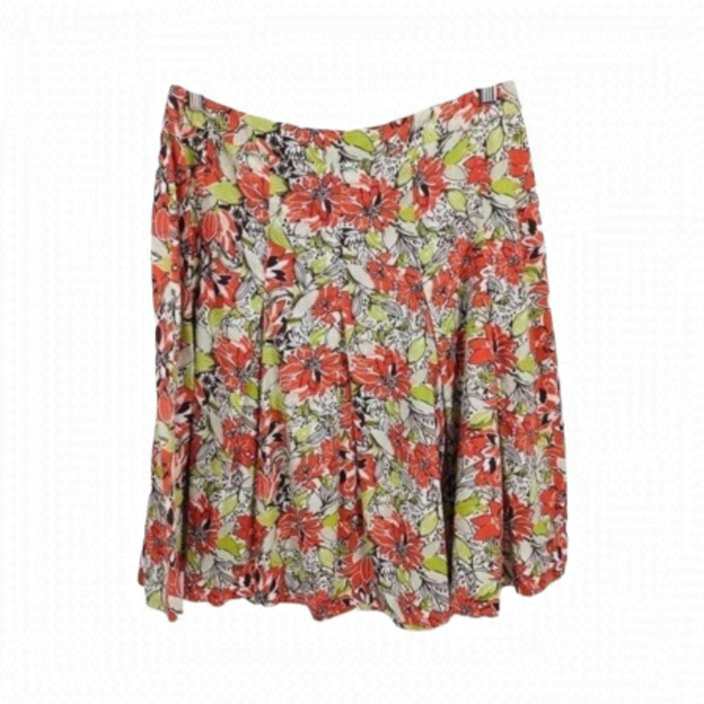 4/$45 | TRES YOU | Orange Floral Pleated Skirt | Medium